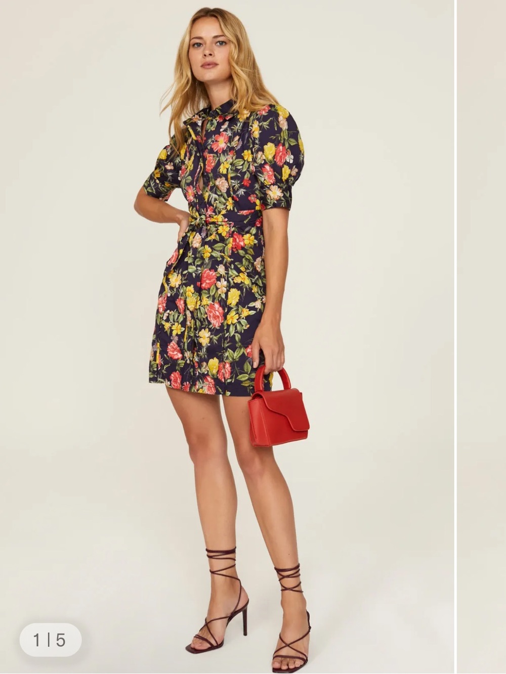 Marissa Webb Navy Floral Shirt Dress Womens 8
